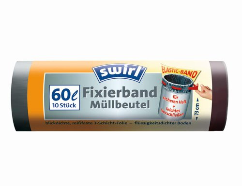 Swirl Müllbeutel 60l mit Fixierband, 10 Beutel