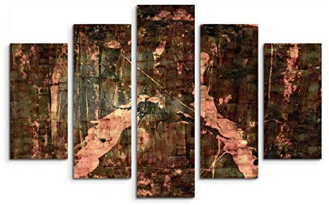 Paul Sinus Art 5 teiliges Wandbild auf Leinwand (Gesamt: H: 100cm B: 160cm) Keilrahmenbild Canvas Fotodruck Leinwandbild Leinwanddruck Kunstdruck Wandbild schwarz grün rot gemalt