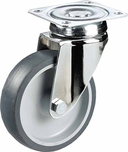 Edelstahl Apparaterollen ø 80mm Plattenbefestigung, rostfrei, Gummirad, Gleitlagerung, Lenkrolle, Edelstahl, VA, VA2, Inox
