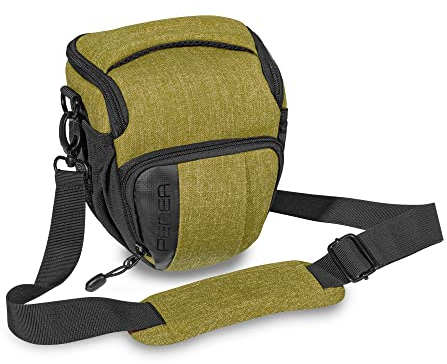 Pedea Kameratasche Fashion für Spiegelreflex DSLR SLR Spiegelreflexkamera Fototasche für DLSM Systemkamera mit Regenschutzhülle für Zubehör und Objektive, Gr. M grün