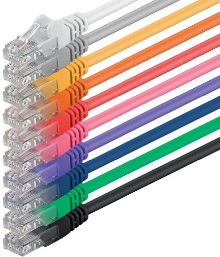 1aTTack.de 10x 15m Câble Réseau Cat6 Cat 6 - RJ45 Ethernet LAN DSL Routeur Modem - 10 Couleurs