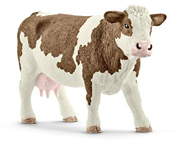 SCHLEICH Farm World | Fleckvieh-Kuh 13801 Bauernhof Spielfigur | detailgetreue Tierfiguren | tolles Geschenk für Jungen und Mädchen | Bauernhof Spielzeug ab 3 Jahre | 13 x 4 x 8 cm