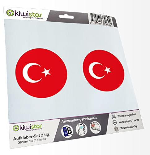 KIWISTAR - 2X Kennzeichenaufkleber - Türkei - Kennzeichen Aufkleber Sticker Nummernschild Land Country Nation