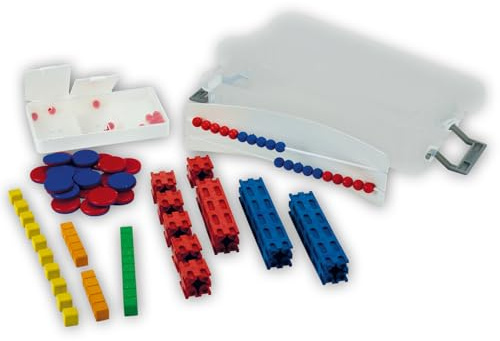 TimeTEX Mathe-Basis-Set Plus – 58-TLG. Lernbox rot/blau | Rechenhilfen Zahlenraum 20 für Grundschule