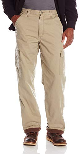 Wrangler Authentics Fodrad byxa för män: Cargoslang M it Fleece-Futter Casual Byxor, Brittisk kaki twill, 32W x 32L