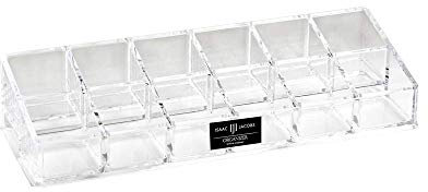 Isaac Jacobs Clear Acrylic 12 Compartment Nail Polish Holder, Organizer for Makeup, Essential Oils, Storage Solution, Rack Display (2 Rows (x6))