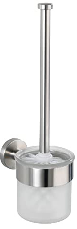WENKO 19614100 WC-garnitur Bosio matt – toalettborsthållare, rostfritt stål rostfri, 10 x 35 x 14 cm, matt