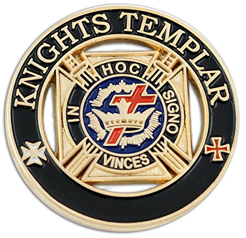 Knights Templar Round Masonic Lapel Pin - [Black & Gold][1 1/4'' Diameter]