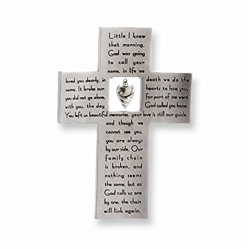 Roman Giftware Inc., Memorial Collection, 7.25 H Memorial Cross W/Charm,Religious, Inspirational, Durable (1x2x7)