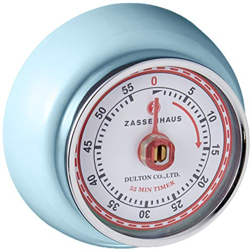 Zassenhaus Magnetischer Retro-Küchentimer, 60 Minuten, 7,9 cm, Hellblau, Blau
