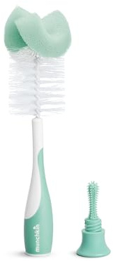 Munchkin Sponge 2-in-1 Bottle Brush (Bonus Teat Brush Stored in Handle), Assorted, Pack of 1