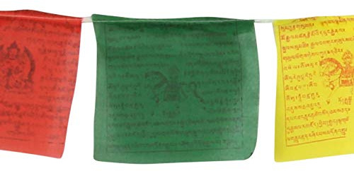 Freak Scene Tibetische Gebetsfahnen - 14 cm breit - Bunte Schrift - 5 Rollen Set