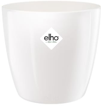 Elho Brussels Diamond Rond 30 - Pot De Fleurs pour Intérieur - Ø 29.4 x H 27.0 cm - Blanc/Blanc