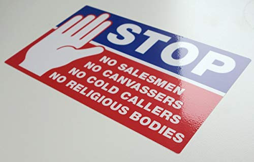 Stop Cold Calling Door Sticker - No Cold Callers - No Religious Groups - No Salesmen - Fully Weatherproof Sign by The StickerShop