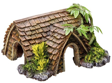 Nobby Aqua Ornaments HÜTTE mit Pflanzen, 15 x 14 x 8 cm, 1 Stück