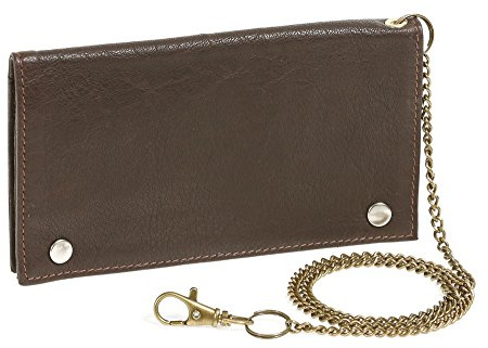 LEAS Biker Bolsa de Tabaco con Cadena de latón para señores y señoras, Piel auténtica, marrón Special Edition''