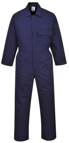 Portwest C802 Overall Polyester-Baumwolle Elastischer Bund Druckknopfleiste | Marine, S, UPF 50+, Langgröße, Verdeckte Druckknöpfe, Zollstock-und 2 Seitentaschen, Versteckte Frontdruckknöpfe, Kordelzug