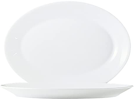 Arcoroc Hotelerie Blanc Piatto Ovale in Bianco – Lunghezza: 290 mm x Larghezza: 210 mm – Vetro Opale – 6 Pezzi