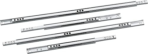 Amig 2er-Set Metall-Schiebeführungen für Schubladen, Stahl, für Möbelschubladen, Kommoden oder Schränke, teilweise Entfernung, Belastbarkeit: 15 kg/Paar, Maße: 438 x 17 mm