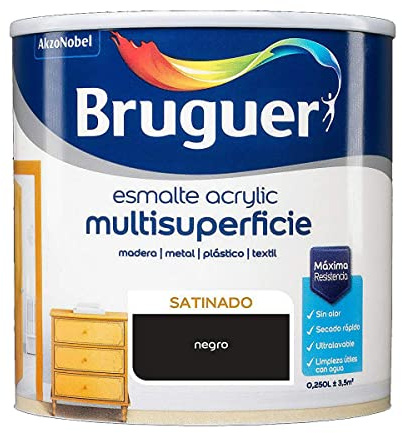 Bruguer Acrylic Multisuperficie Esmalte al agua Satinado Negro 250 ml