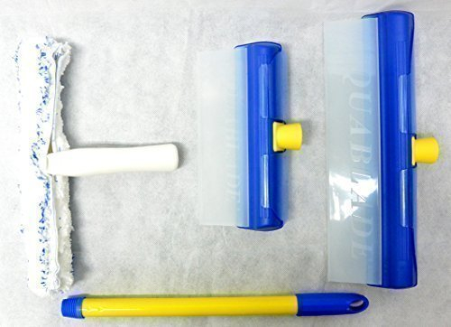 AquaBLADE Set Nr. 1-1x Kleiner und großer Wischer mit Silikonlippe, Wasserauffangrinne und externem Wasserauffangtank, 1x Einwascher, 1x Handgriff - Weltneuheit - bekannt aus dem TV