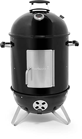 Barbecook Oskar M Räucherofen Holzkohle, Smoker Grill mit räucherhaken und thermometer, für heißräuchern und kalträuchern, Schwarz