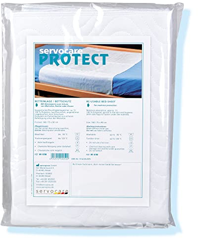 Servocare Protect Bettschutzeinlage – Inkontinenzunterlage, Matratzenschutz mit Flügeln/Seitenlaschen, Auflage bei Inkontinenz, waschbar – 1 Stück