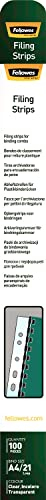 Fellowes Abheftstreifen zur Verwendung mit Plastikbinderücken A4 (21 Ringe, Stanzteilung 14,28mm), 100 Stück, transparent