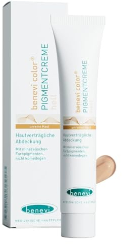 benevi Pigmentcreme 20 ml zum gezielten Abdecken von Rötungen, Pickeln, Unreinheiten oder als Make Up Ersatz. Kaschiert zuverlässig erweiterte und rote Äderchen bei Couperose & Rosacea (hell)