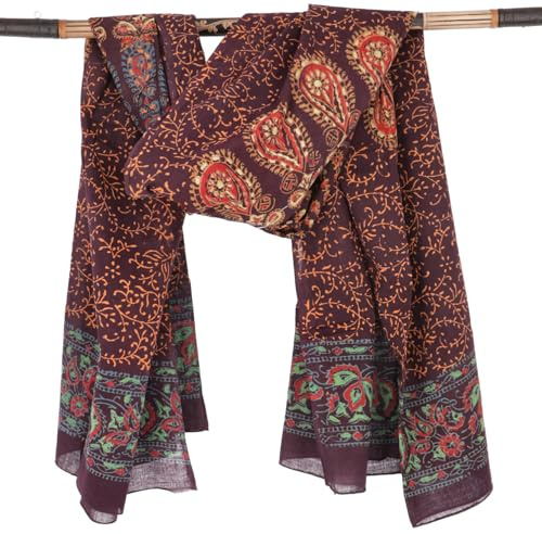GURU SHOP Leichter Mandala Pareo Schal, Sarong, Handbedrucktes Baumwolltuch, Wandbehang - Modell 17, Herren/Damen