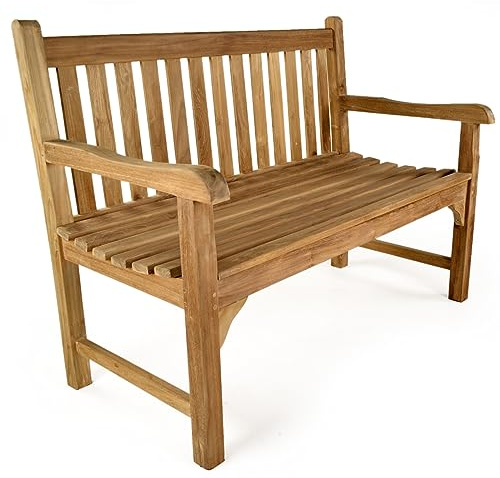 BrackenStyle Warwick 2 Seat 120cm Grade A Teak Garden Bench 1.2m 4ft Length Outdoor Patio Park Wooden Furniture