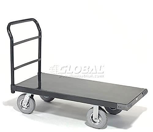 Global Industrial Platform Truck w/Steel Deck, 8 Pneumatic Casters, 48 x 30, 1200 Lb. Capacity
