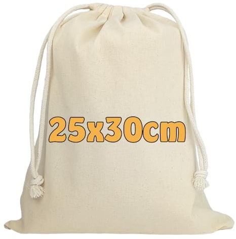 Cottonbagjoe Sac en Coton Avec Cordon de Serrage | 25 x 30 cm | Non Imprimé | Certifié Ökotex 100 | Pour Cosmétiques, Chaussettes, Bijoux, Jouets | À Peindre