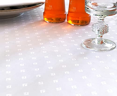 Libusch® Damast-Tischdecke Leila, Weiss, modernes Muster, Baumwolle, rechteckig, Hochzeit, 140x260cm
