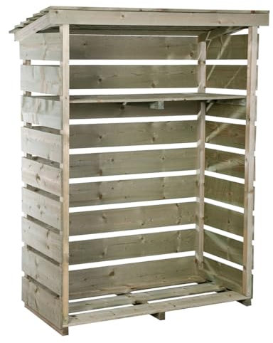 CHARLES BENTLEY Wooden Log Store Heavy Duty Spruce Small, 152x119x53.5cm