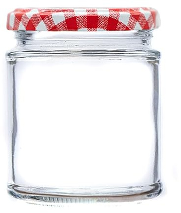 Wares of Knutsford 12 x 8oz Jam Jars, Jam Jars, Chutney Jars, Honey Jars, Sauce Jars (190ml) Red Check Lids