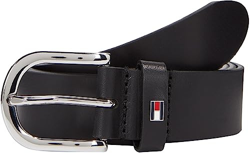 Tommy Hilfiger Damen Gürtel New Danny Belt Ledergürtel, Schwarz (Masters Black), 80 cm