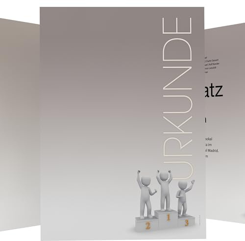 Urkundenpapier DIN A4 190g 100 Blatt „Siegerehrung“ Podium Design grau – beidseitig bedruckt – inkl. Textvorlagen zum Download