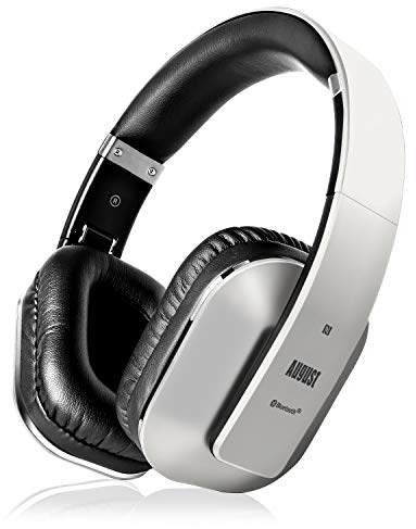 August EP650 - Bluetooth Kopfhörer v4.2 NFC mit aptX Low Latency - Stereo Over Ear Headphones Audio App kabellose Kopfhörer mit Mikrofon für Freisprecher tiefer Bass 15h Akku (Silber)