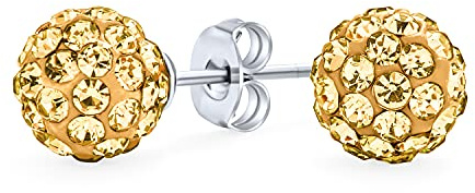 Elegante .925 Sterling Silber Runde 8MM Glitzernde Pave Kristall Disco Ball Ohrstecker Für Frauen Teenager In Vielen Farben