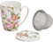 matches21 Tasse à thé tasse à thé avec couvercle et passoire à thé en porcelaine Rose Fleurs Pétales Rose 11 cm / 300 ml