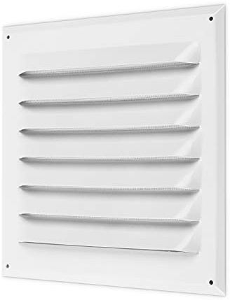 calimaero® WGQW 200 Lüftungsgitter Aluminium 210x210mm Weiß | Wetterschutzgitter Aluminium Weiß 210x210mm | Insektenschutz & Lamellen | Inkl. Schrauben & Dübel