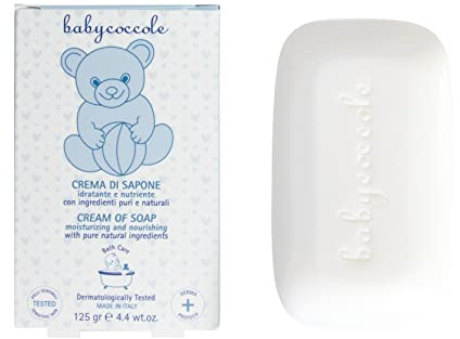 Babycoccole CREMA DI SAPONE Idratante e Nutriente per Bambini e Neonati. Saponetta con Estratti di Fiore di Loto e Ingredienti Naturali Vegetali. Dermatologicamente Testata per Pelle Sensibile. 125gr