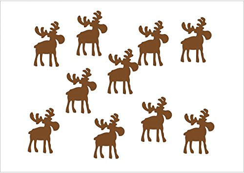 Miniblings 10x Bügelbilder Aufnäher Miniblings 32mm GLATT Elch Rentier Elche Xmas Patch Bügelbild I Kinder Bügelflicken Patches zum Aufbügeln - Flexfolie - Applikation Nähen, Farbe:braun