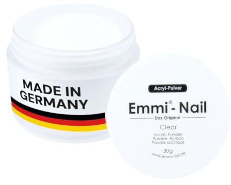 Emmi-Nail Acryl Pulver Clear 30g – hochwertiges Acrylpuder für Naturnagelverstärkung, Nagelverlängerung mit Schablonen oder Tips – roséfarben, stabil, leicht zu modellieren, geruchsarm