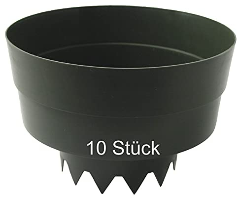 De-Plastik AQUARING 10-er Set | Ø 10 cm (im Zackenbereich) | Grün | Gießring | Bewässerungsring zur optimalen Bewässerung Ihrer Pflanzen | Pflanzring | Schädlingsschutz