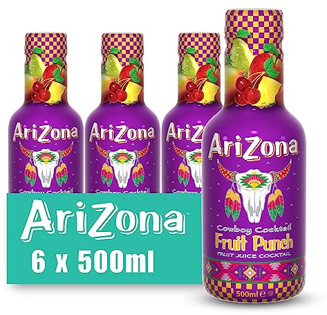 Arizona Fruit Punch Juice, Pack of 6 x 500ml PET Bottles, Delicious Fruity Drink, No Artificial Flavours or Preservatives