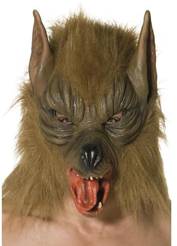 Smiffys Maske Wolf, Braun, Über Kopf, Latex Halloween