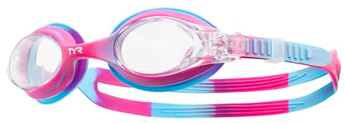 TYR Swimple Tie-Dye Kids' Swim Goggles - Non-Mirrored Swimming Goggles for Competitive Training and Recreation - Anti-Fog, UVA/UVB Protection, Watertight Seal - Pink/Blue