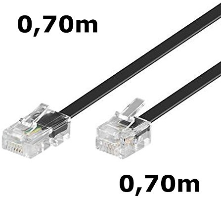DITM® Cordon Téléphone ou ADSL RJ11 Male vers RJ 45 Male (0,70m, Noir)